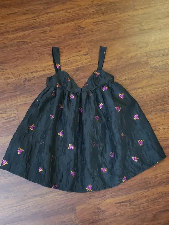 For Love And Lemons X Sachi Black Mini Dress Size Large Floral Jacquard - Picture 2 of 6